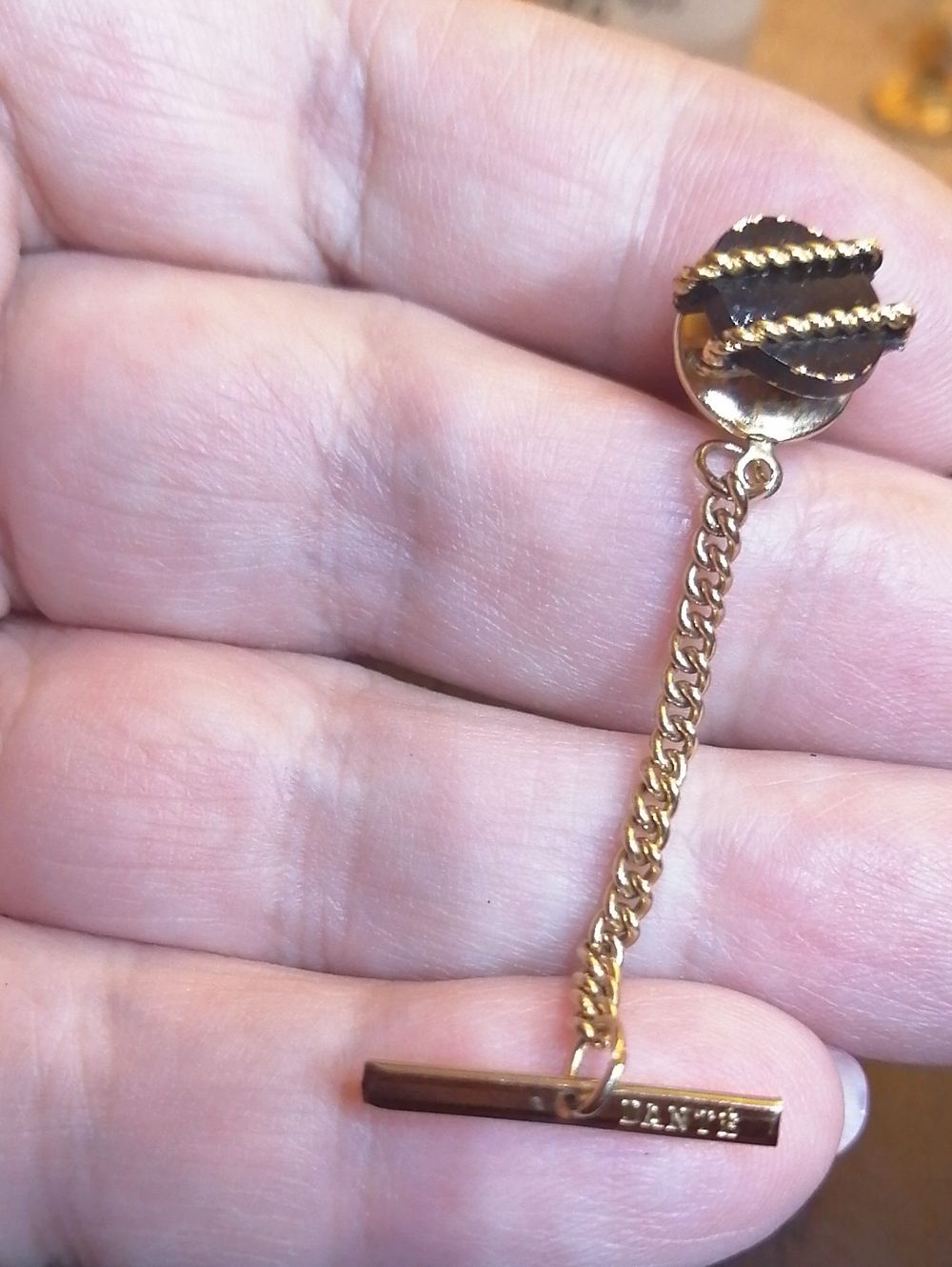 Danté Vintage Gold Plated Tie Tack With The Anchor Chain And T- Bar Backing